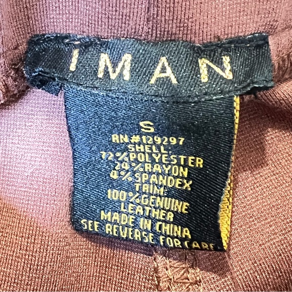 Iman Terracotta Colored Knit Leggings With Leather Trim Small NWT - Picture 8 of 10